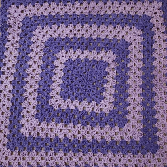 Handmade Crocheted Purple Lap Crib Blanket Throw Afghan - Picture 4 of 11